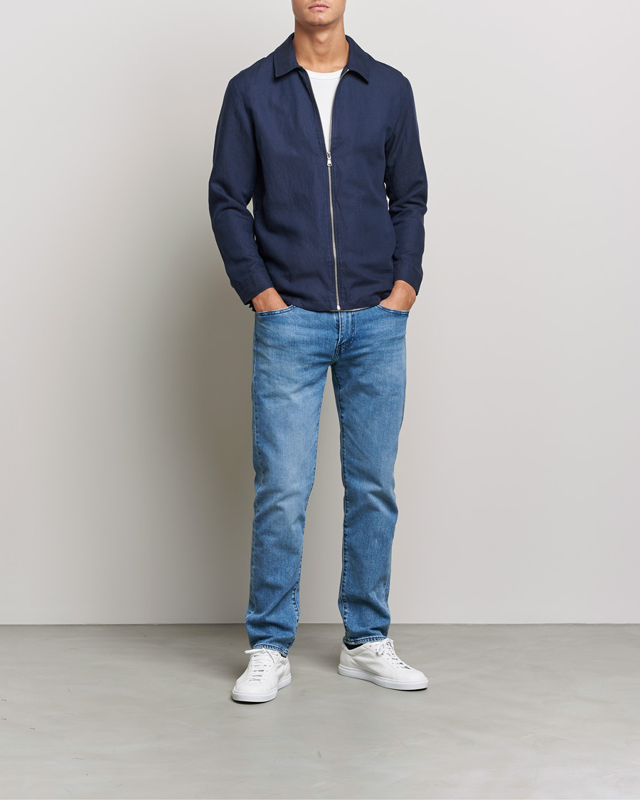 Homme | Manteaux Et Vestes | J.Lindeberg | Jason Zip Linen Shirt Jacket Navy