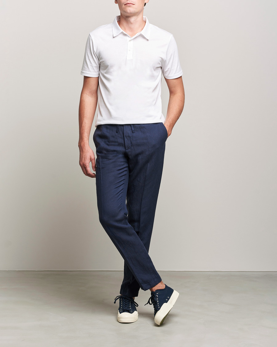 Homme | Pantalons | J.Lindeberg | Sasha Drape Linen Drawstring Trousers Navy