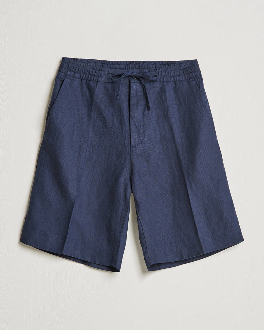 Homme | Shorts | J.Lindeberg | Sasha Drape Linen Drawstring Shorts Navy