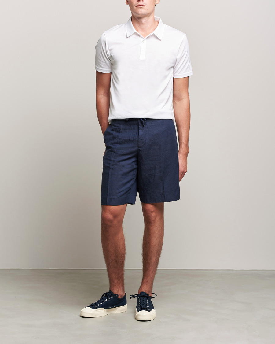 Homme | Shorts | J.Lindeberg | Sasha Drape Linen Drawstring Shorts Navy