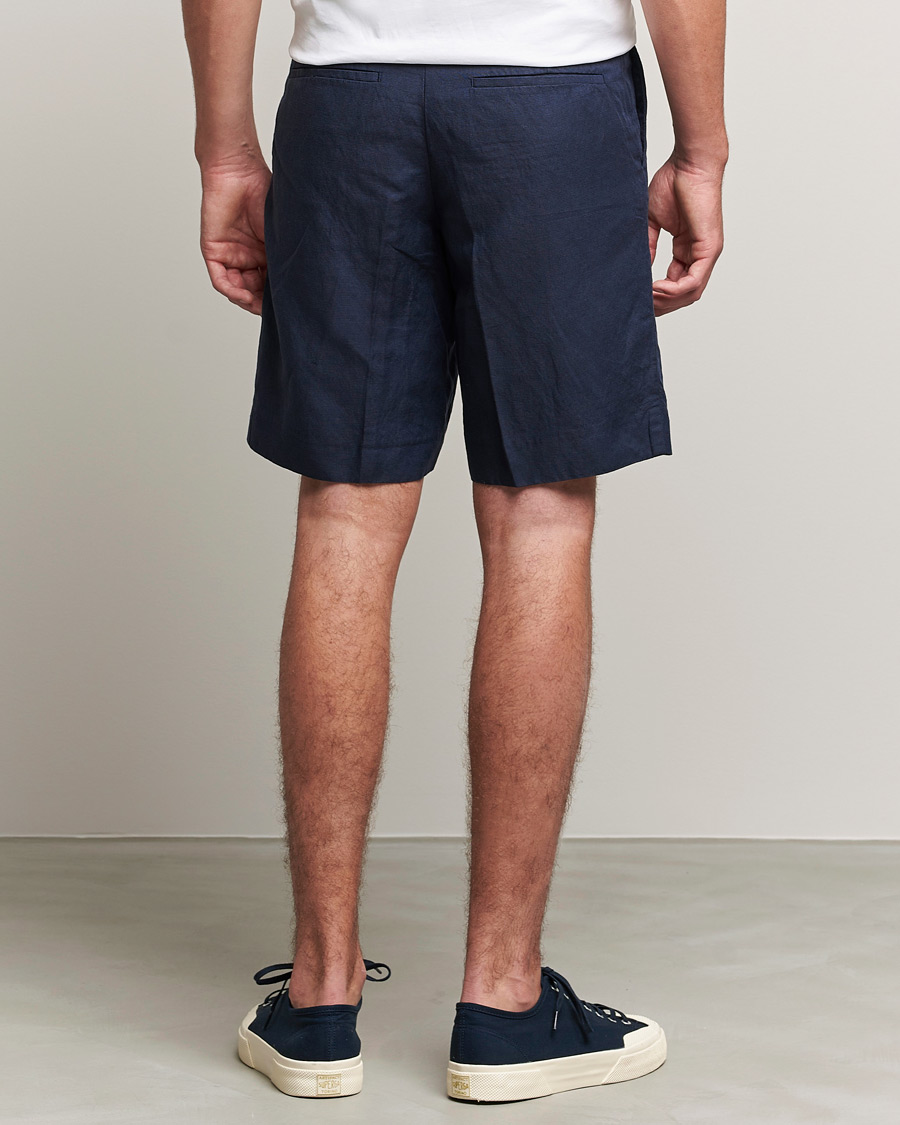 Homme | Shorts | J.Lindeberg | Sasha Drape Linen Drawstring Shorts Navy