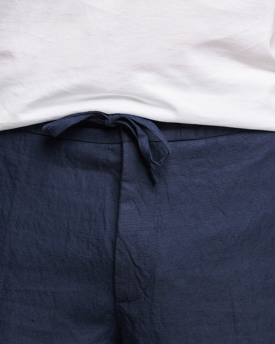 Homme | Shorts | J.Lindeberg | Sasha Drape Linen Drawstring Shorts Navy