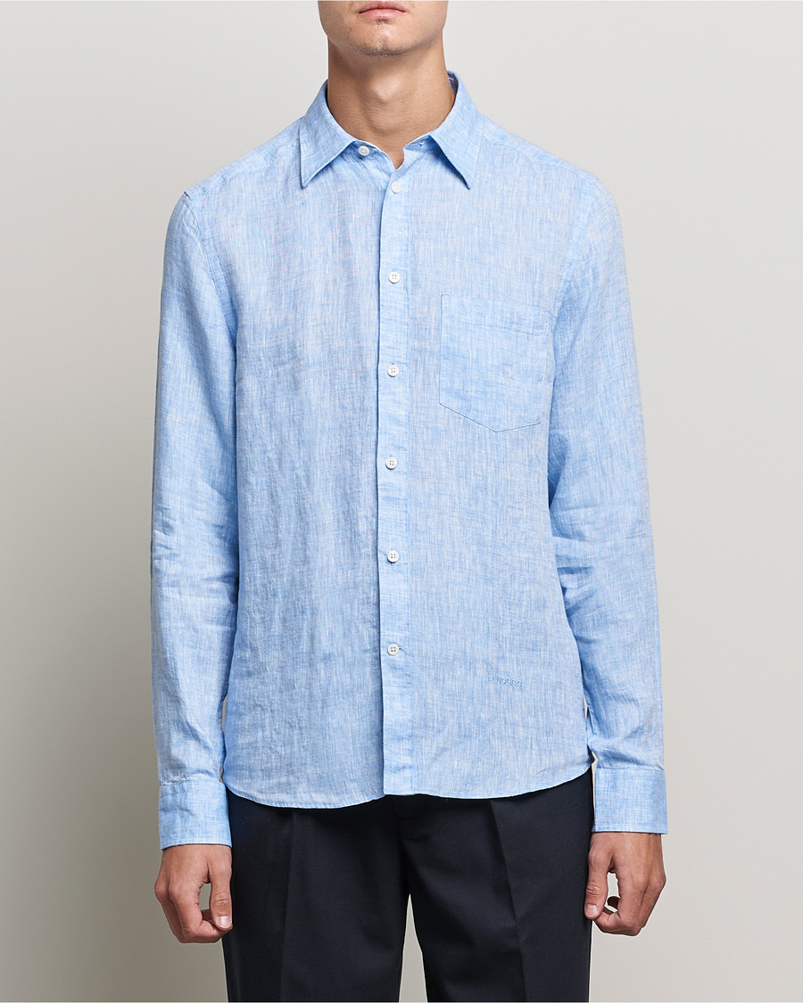 Homme | Chemises | J.Lindeberg | Linen Melange Slim Shirt Ultramarine