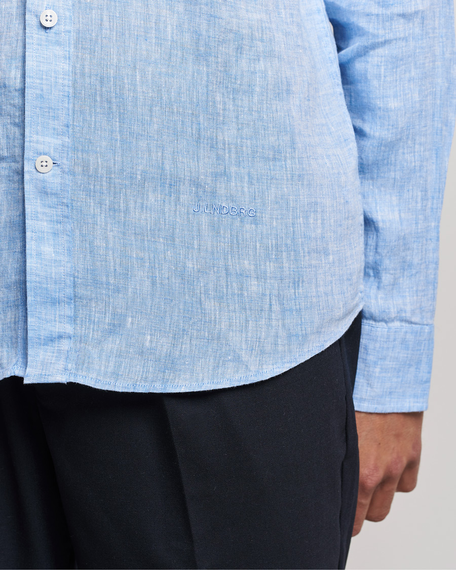 Homme | Chemises | J.Lindeberg | Linen Melange Slim Shirt Ultramarine