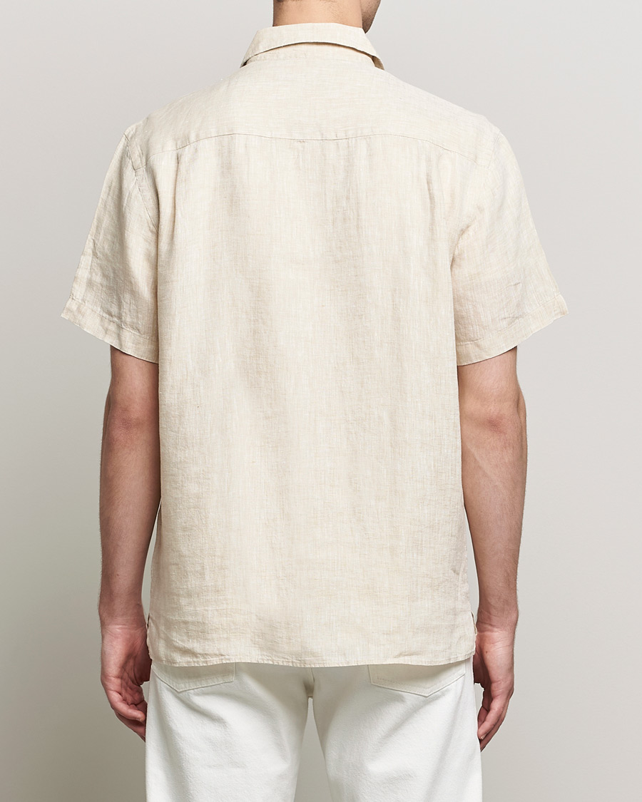 Heren | Overhemden | J.Lindeberg | Linen Melange Short Sleeve Shirt Safari Beige