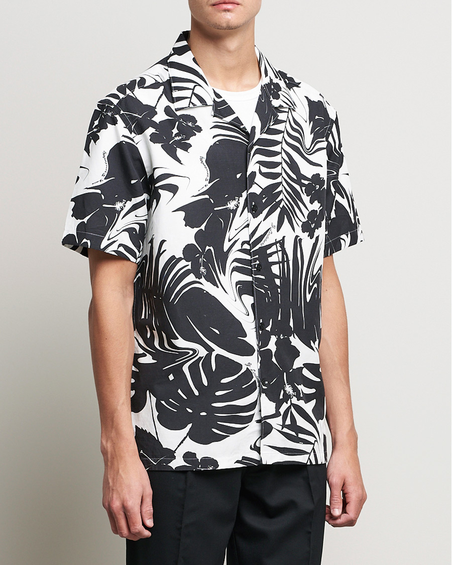 Homme | Chemises | J.Lindeberg | Elio Hibiscus Print Short Sleeve Shirt White/Black