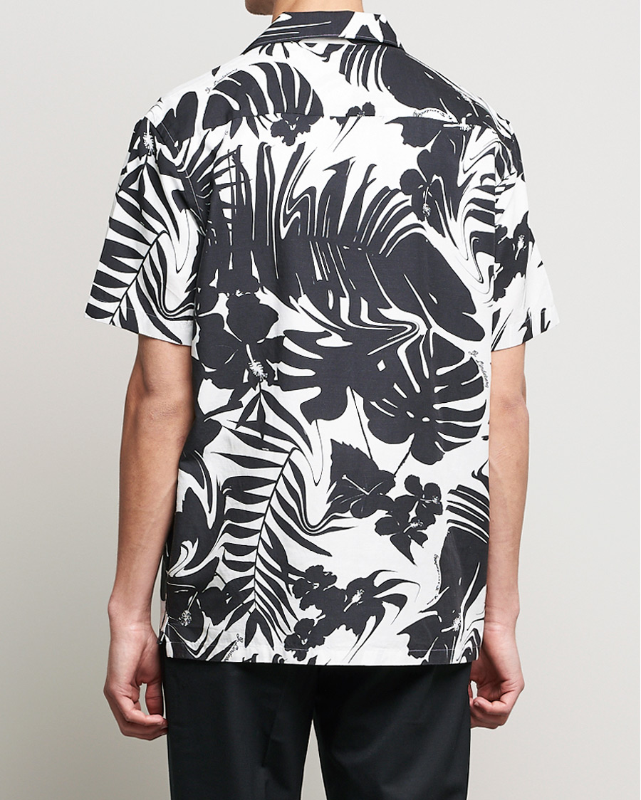 Heren | Overhemden | J.Lindeberg | Elio Hibiscus Print Short Sleeve Shirt White/Black
