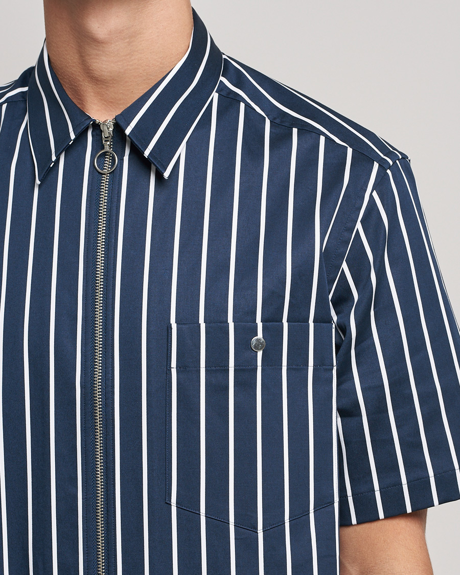 Homme | Chemises | J.Lindeberg | Chainy Short Sleeve Zip Shirt Navy