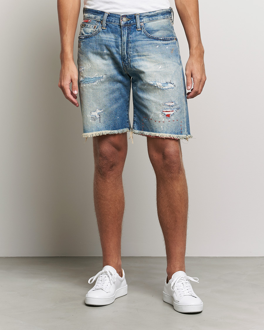 Homme | Shorts | Polo Ralph Lauren | Shredded Denim Shorts Blue