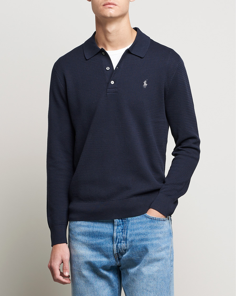 Heren | Truien | Polo Ralph Lauren | Textured Knitted Polo Navy