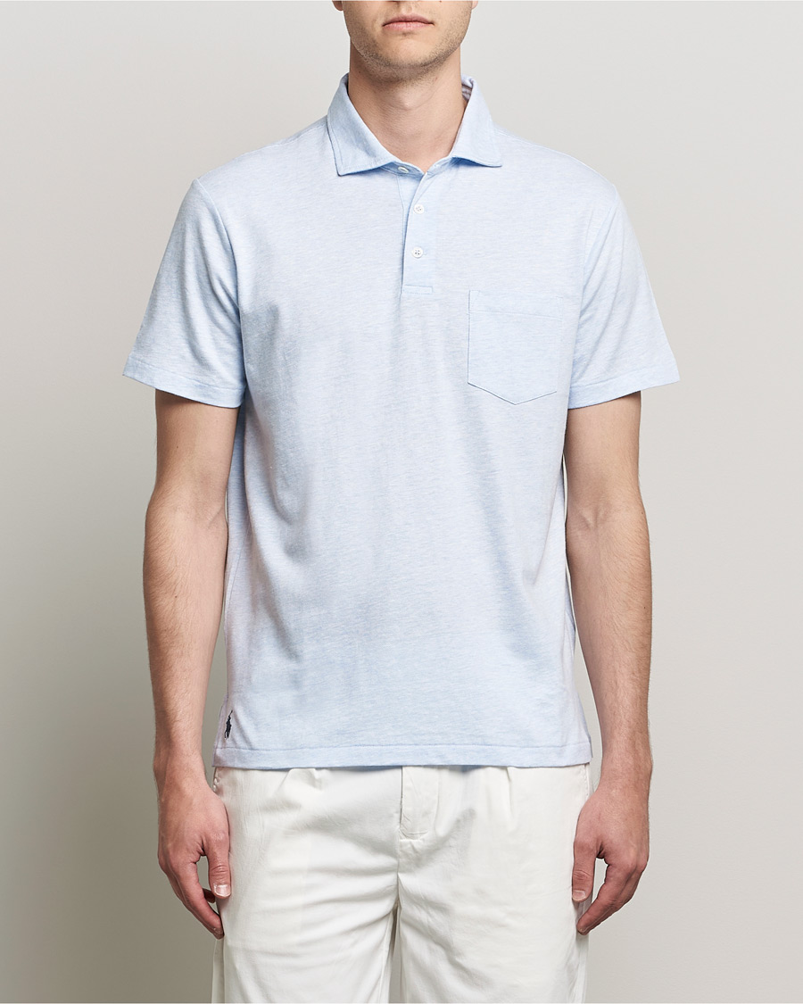 Heren | Polo's | Polo Ralph Lauren | Custom Slim Fit Cotton/Linen Polo Elite Blue Heather