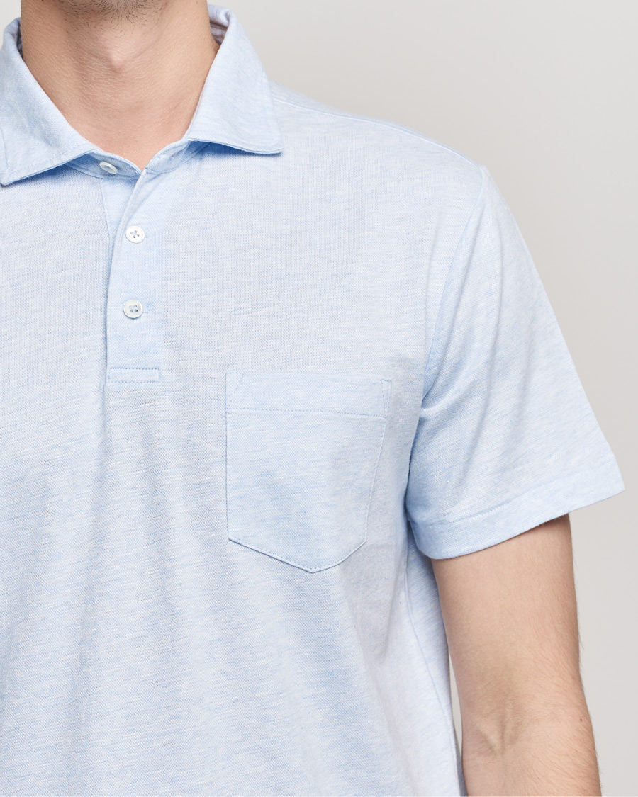 Heren | Polo's | Polo Ralph Lauren | Custom Slim Fit Cotton/Linen Polo Elite Blue Heather