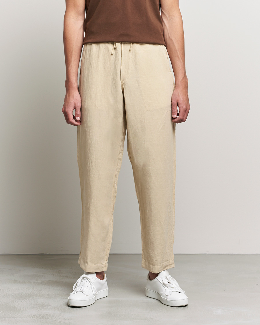 Homme | Pantalons | Polo Ralph Lauren | Linen/Silk Drawstring Trousers Tallow Cream