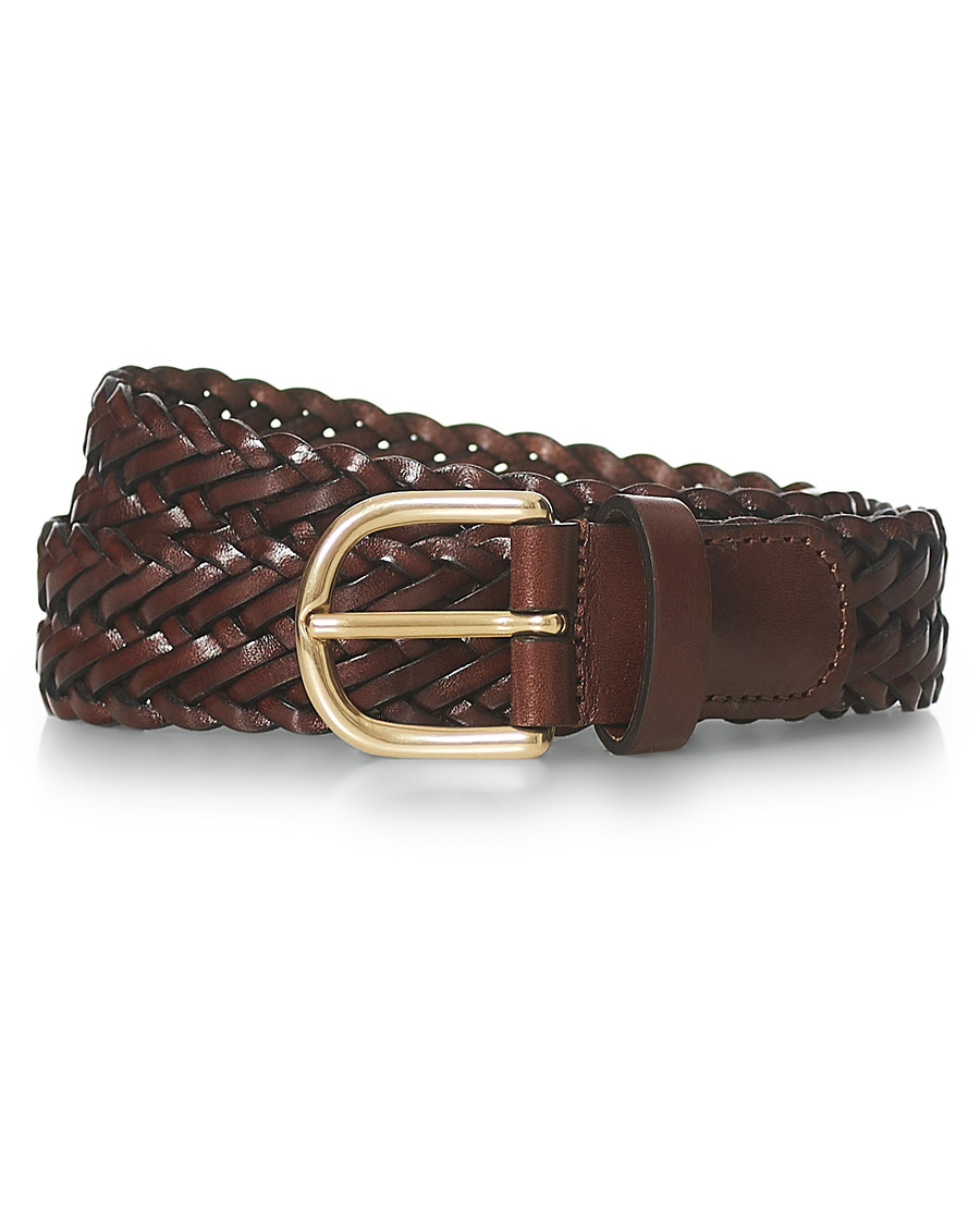 Homme | Anderson's Woven Leather Belt 3 cm Dark Brown | Anderson's | Woven Leather Belt 3 cm Dark Brown