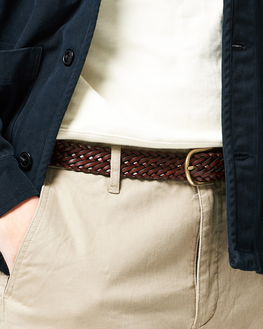 Homme | Anderson's Woven Leather Belt 3 cm Dark Brown | Anderson's | Woven Leather Belt 3 cm Dark Brown