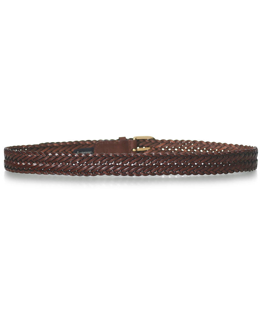 Homme | Anderson's Woven Leather Belt 3 cm Dark Brown | Anderson's | Woven Leather Belt 3 cm Dark Brown