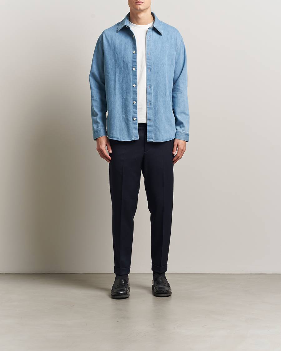 Heren | Broeken | Filippa K | Terry Gabardine Cropped Turn Up Trousers Navy