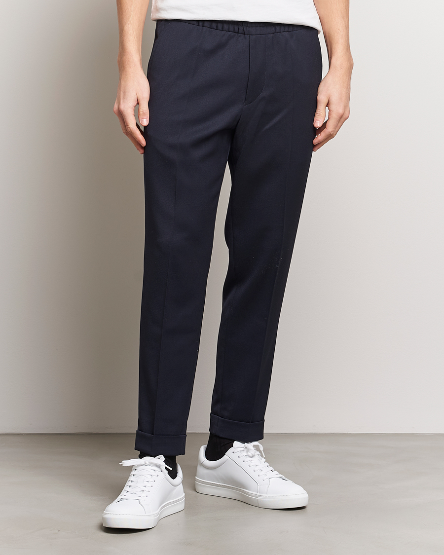 Heren | Broeken | Filippa K | Terry Gabardine Cropped Turn Up Trousers Navy