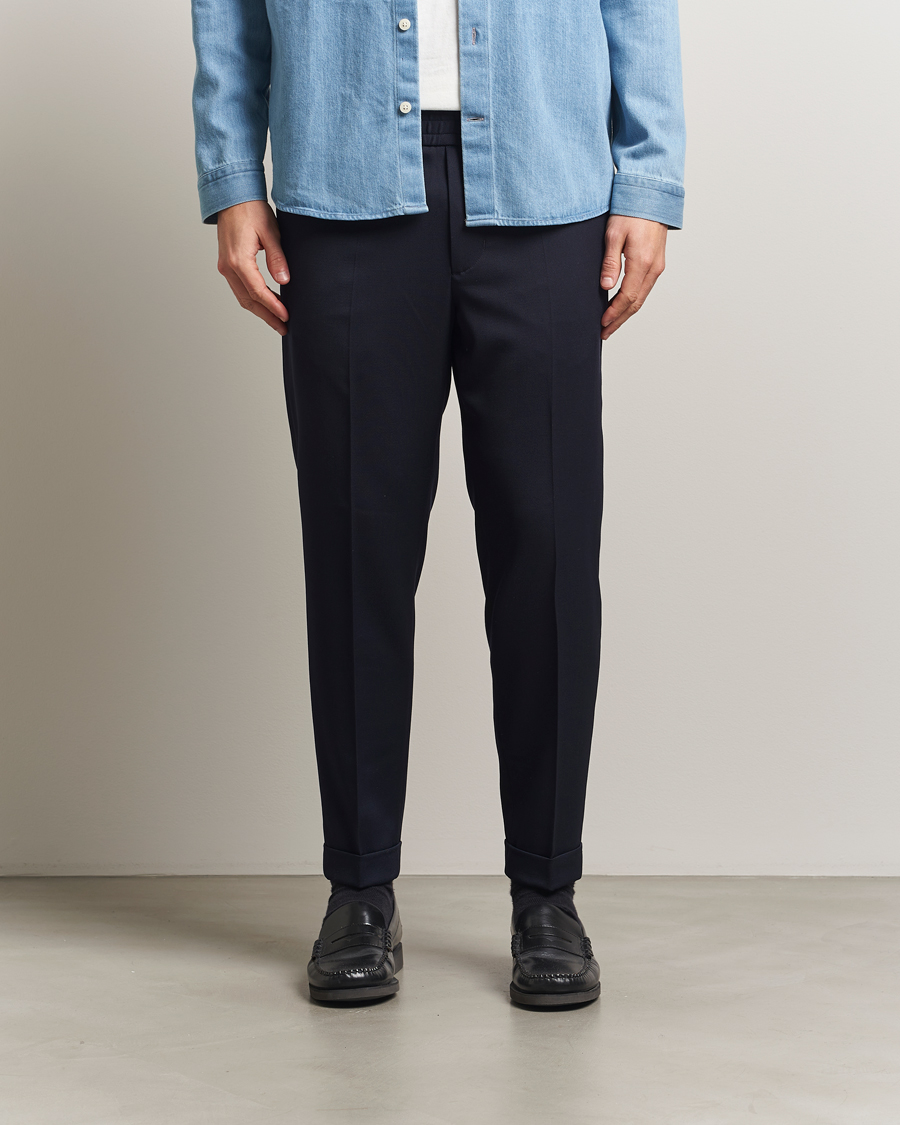 Heren | Broeken | Filippa K | Terry Gabardine Cropped Turn Up Trousers Navy
