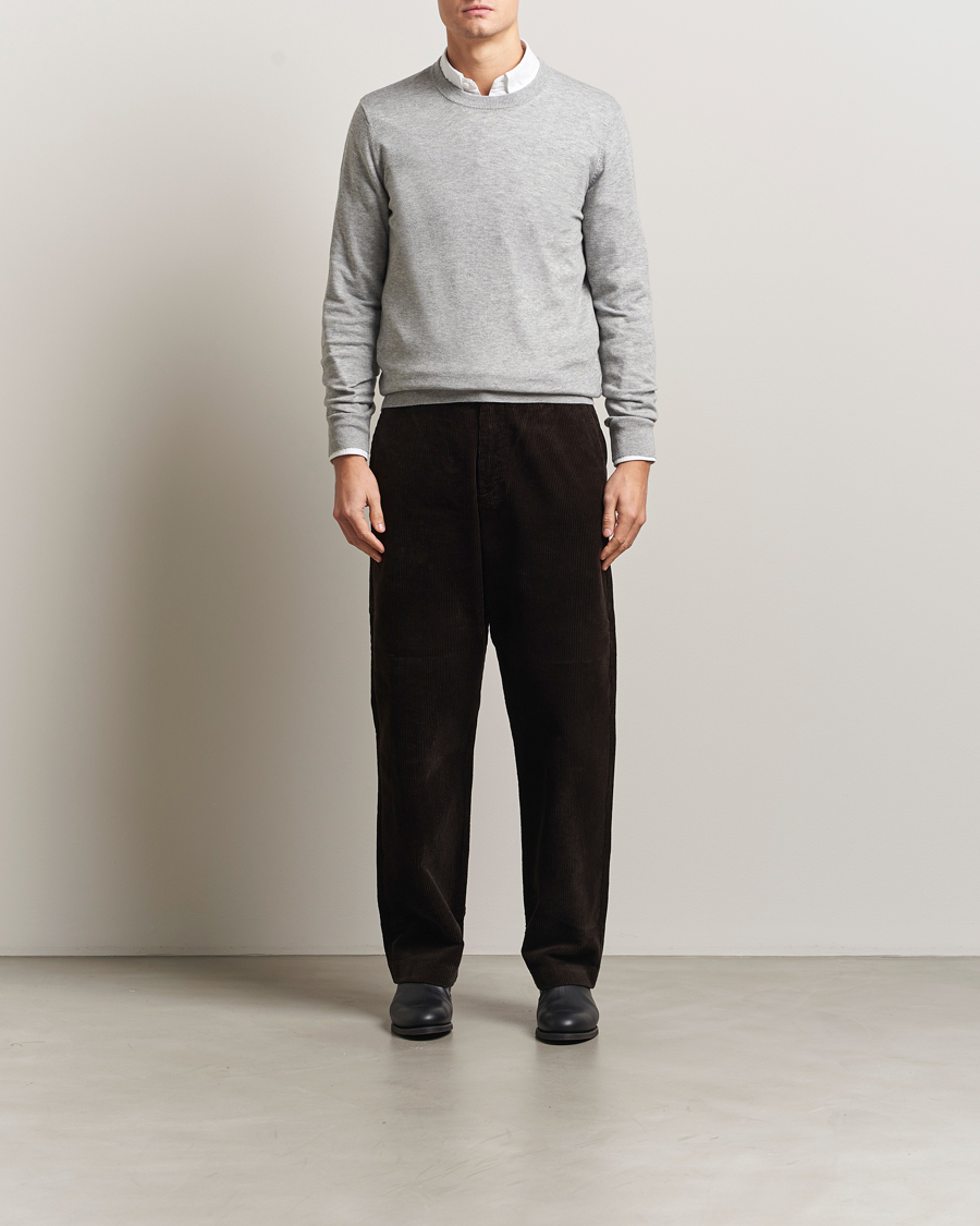 Heren | Truien | Filippa K | Cotton Merino Basic Sweater Light Grey Melange