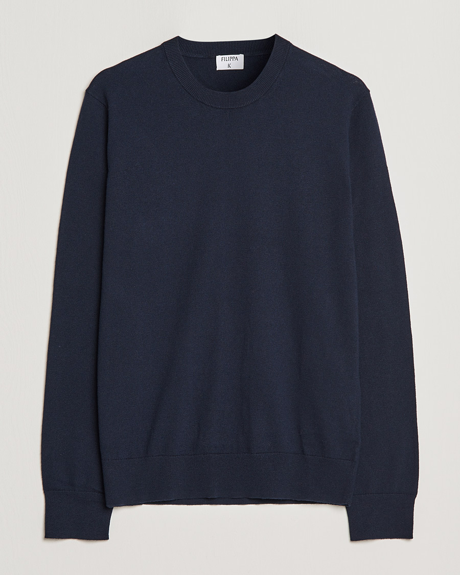 Heren | Truien | Filippa K | Cotton Merino Basic Sweater Navy