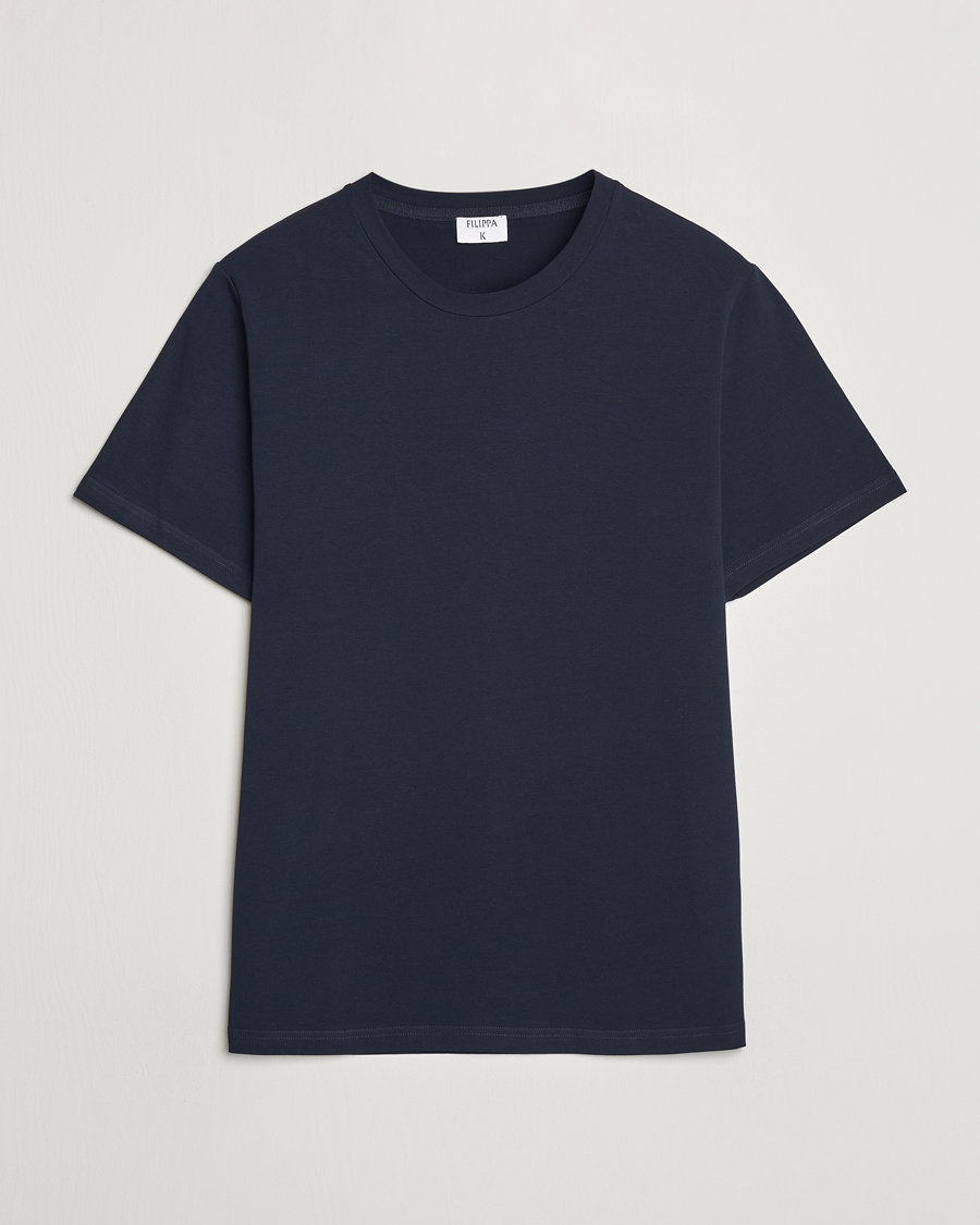 Heren | T-shirts | Filippa K | Soft Lycra Tee Navy
