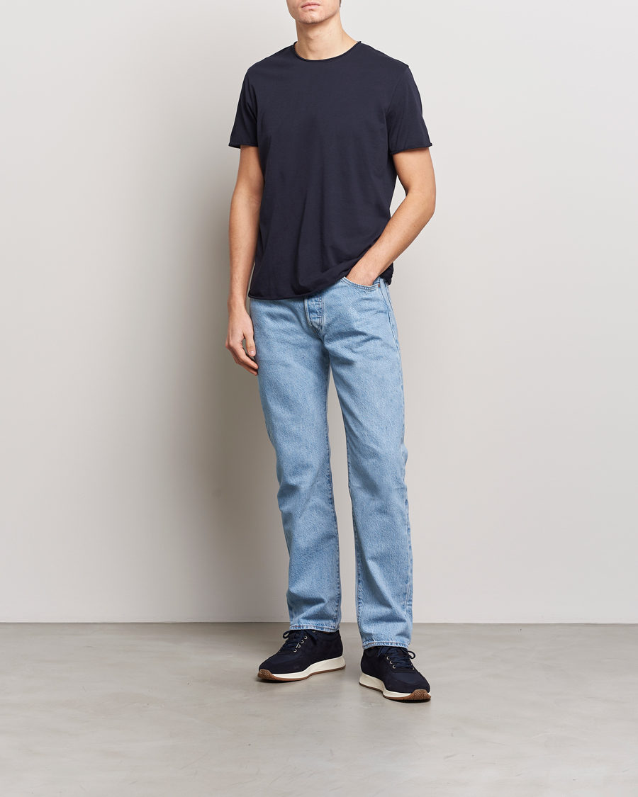Heren | T-shirts | Filippa K | Roll Neck Crew Neck Tee Navy