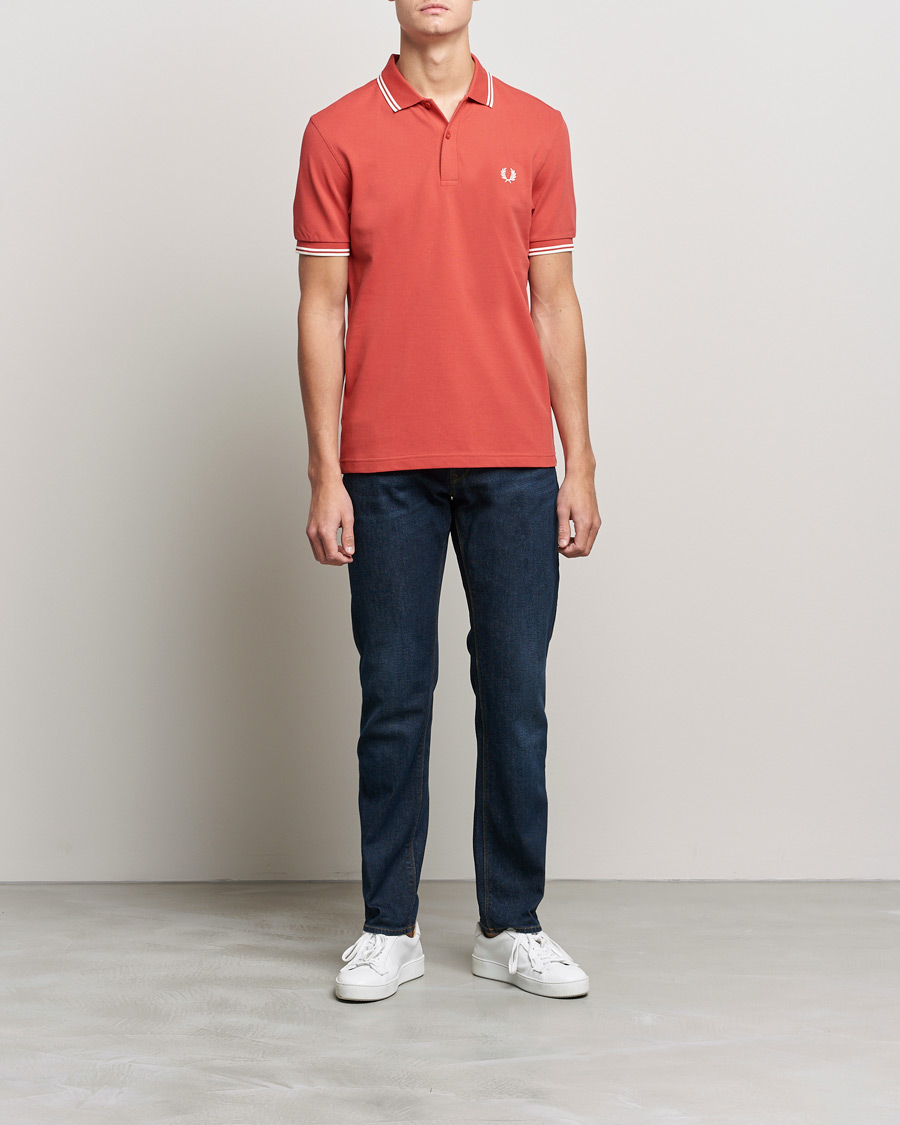 Homme | Polos | Fred Perry | Twin Tip Polo Washed Red
