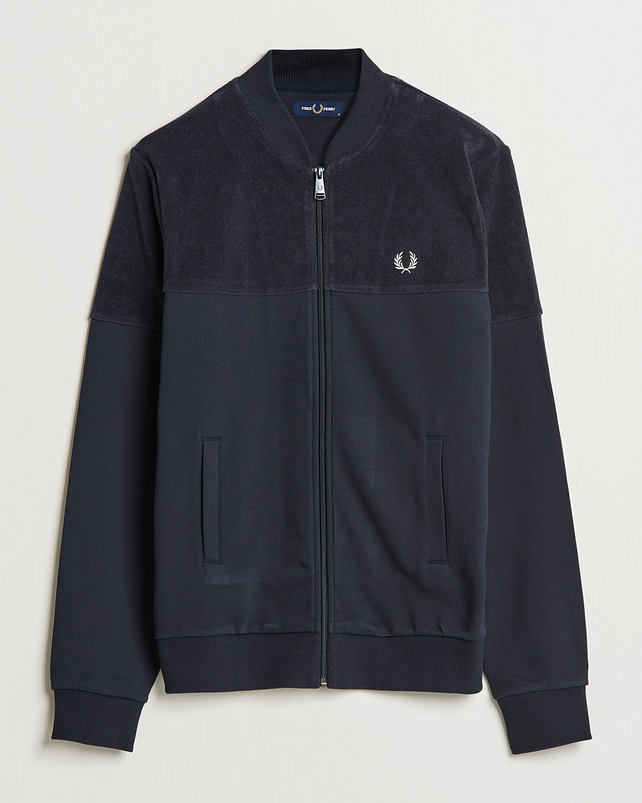 Homme | Pulls Et Tricots | Fred Perry | Towelling Pannel Track Jacket Navy