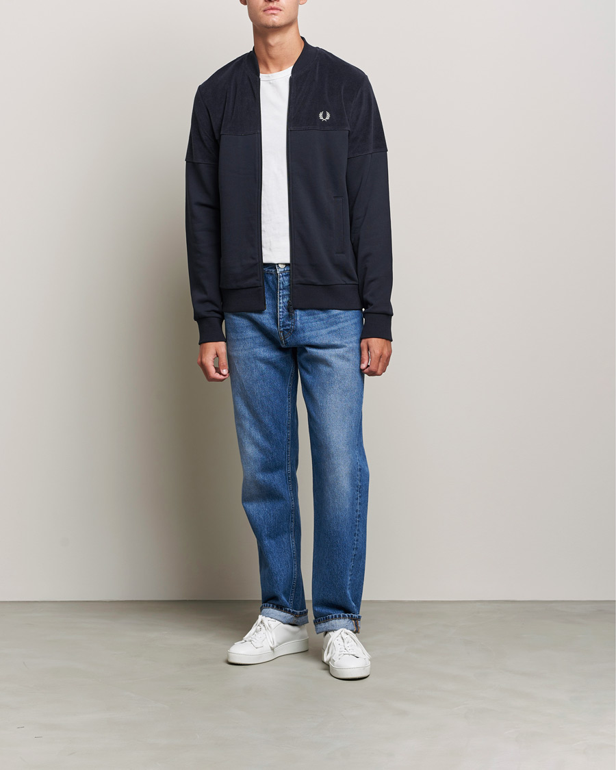 Homme | Pulls Et Tricots | Fred Perry | Towelling Pannel Track Jacket Navy