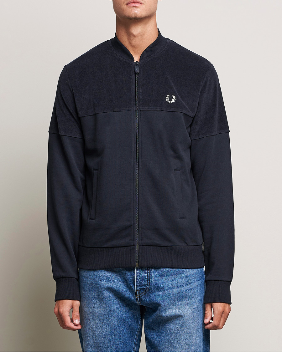 Homme | Pulls Et Tricots | Fred Perry | Towelling Pannel Track Jacket Navy