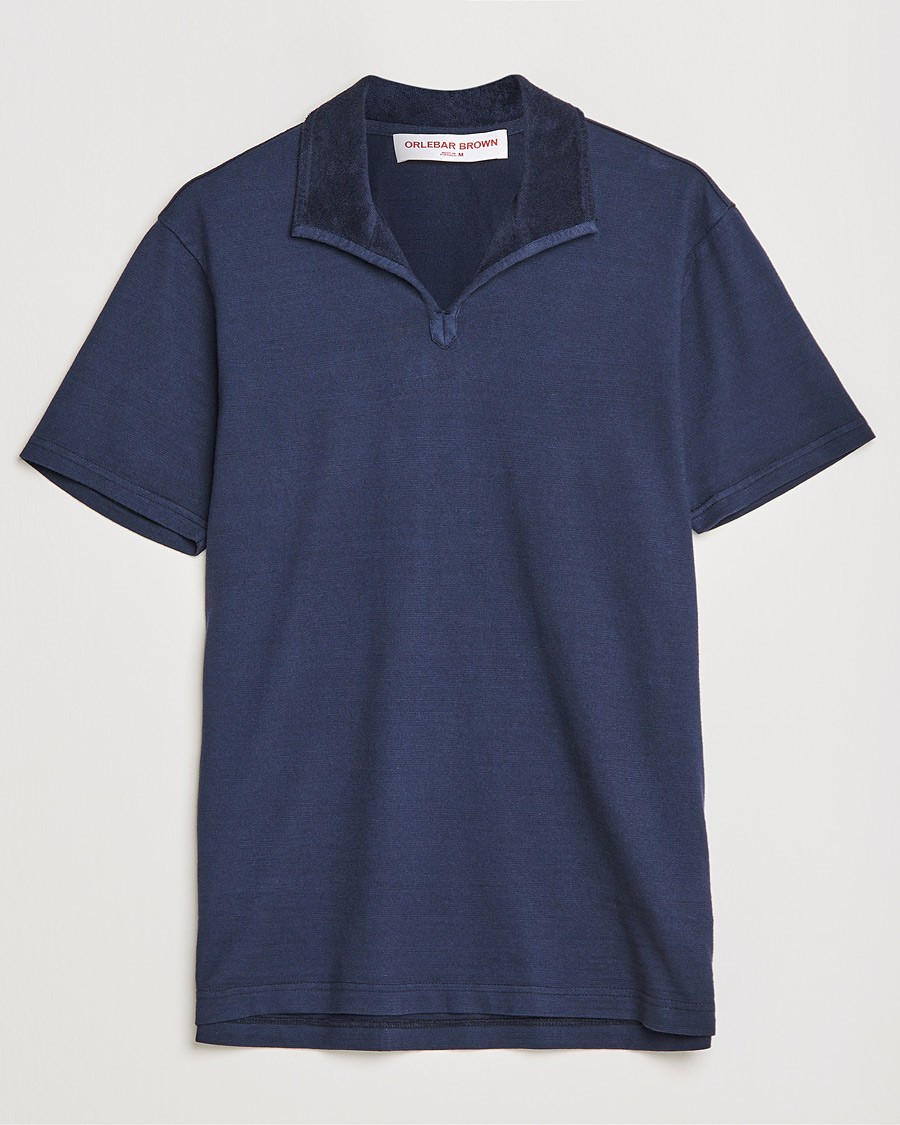 Homme | Polos | Orlebar Brown | Albert GD Towelling Trim Polo Night Iris