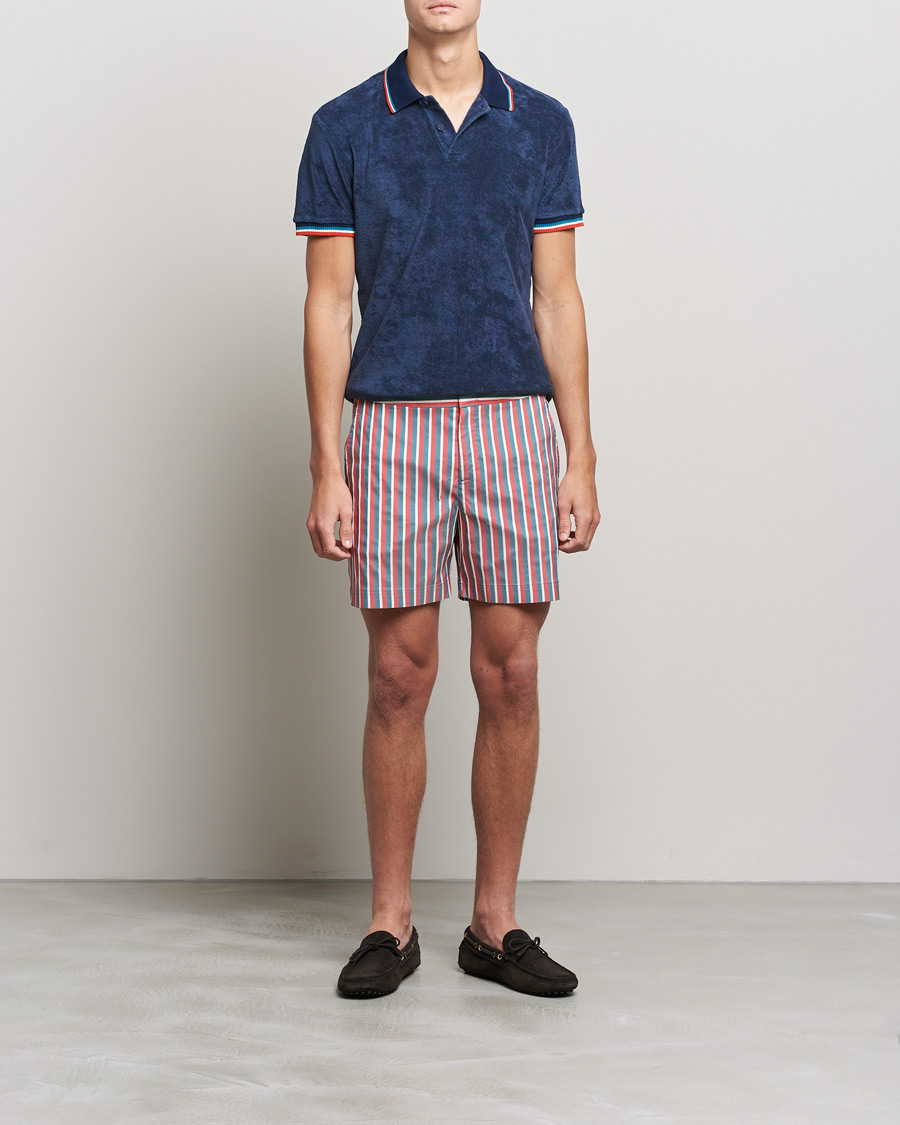 Heren | Zwembroek | Orlebar Brown | Bulldog OB Stripe Swimshorts Summer Red/Marina Aqua