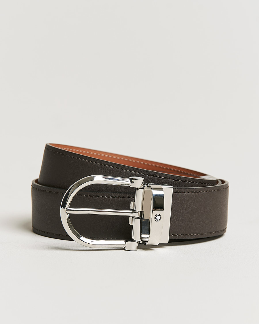 Homme | Montblanc Horseshoe Buckle 35 mm Reversible Belt Smoke/Tan | Montblanc | Horseshoe Buckle 35 mm Reversible Belt Smoke/Tan