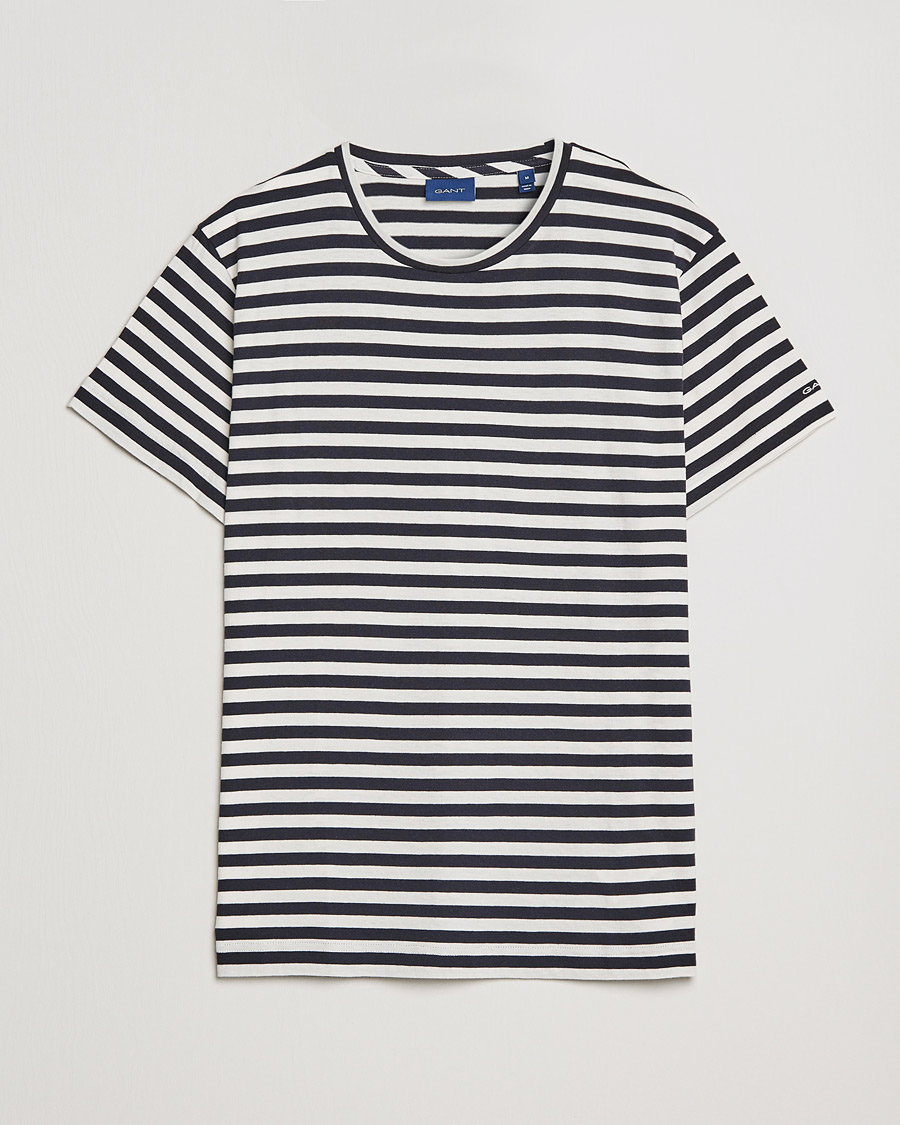 Homme | T-shirts | GANT | Striped Crew Neck Tee Evening Blue