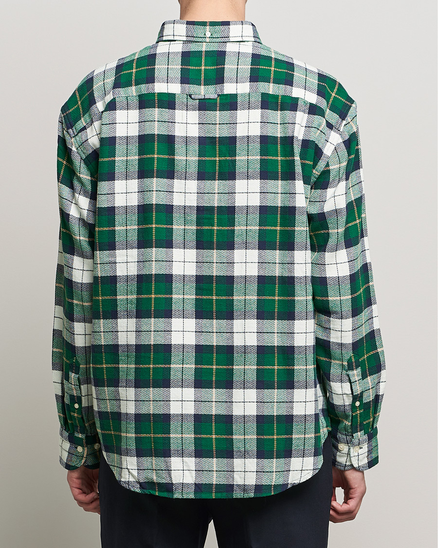 Heren | Overhemden | GANT | Relaxed Textured Checked Shirt Forest Green
