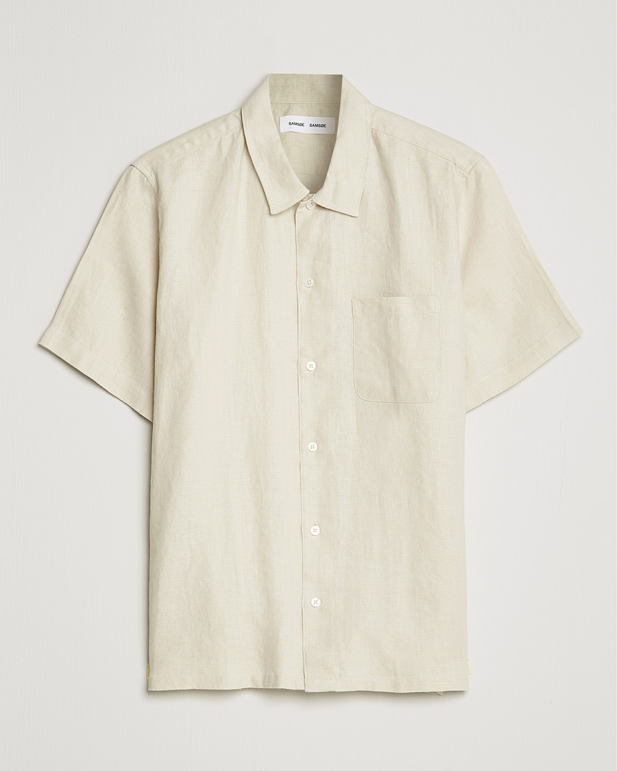 Homme | Chemises | Samsøe Samsøe | Samsøe & Samsøe Avan Linen Short Sleeve Shirt Oatmeal