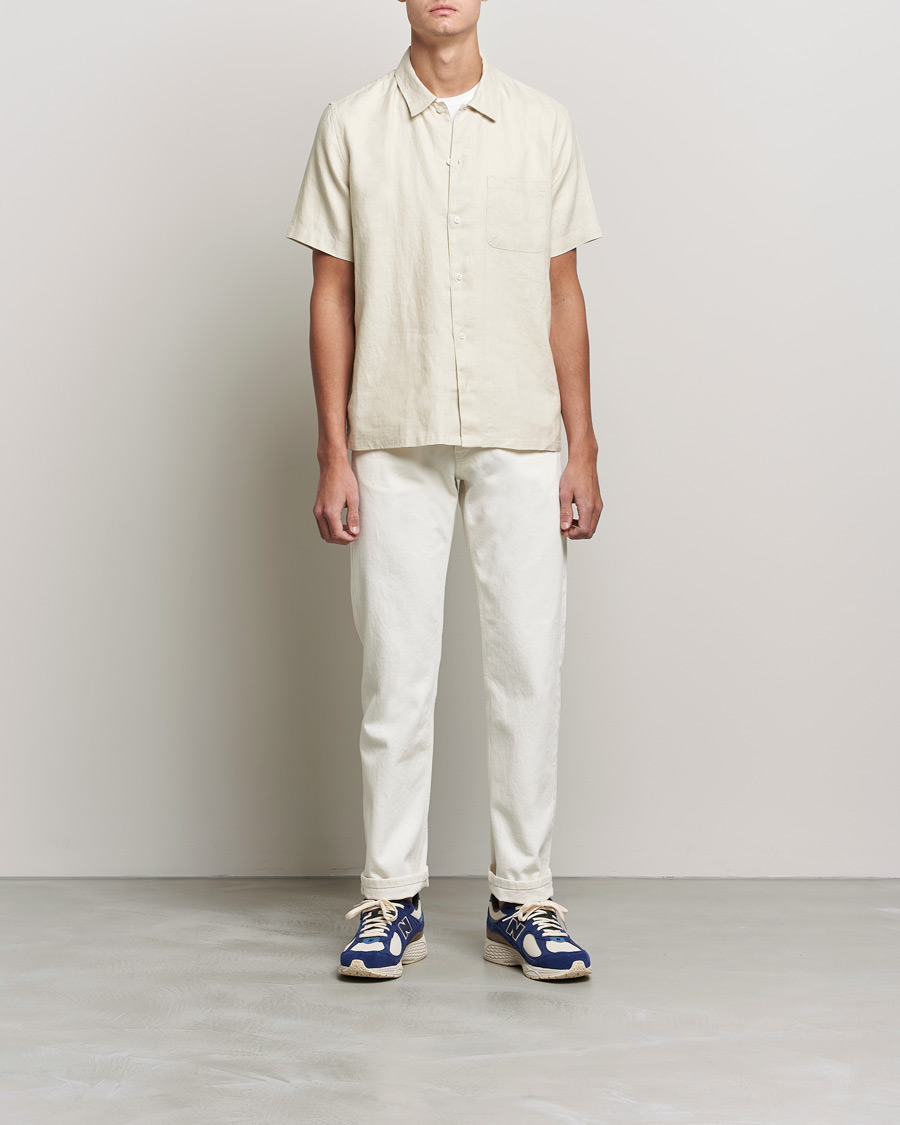 Homme | Chemises | Samsøe Samsøe | Samsøe & Samsøe Avan Linen Short Sleeve Shirt Oatmeal