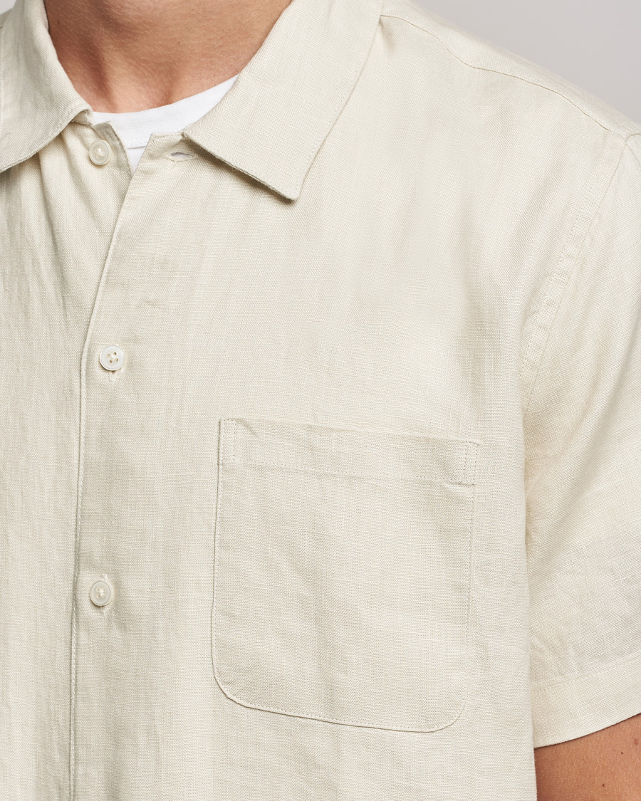 Homme | Chemises | Samsøe Samsøe | Samsøe & Samsøe Avan Linen Short Sleeve Shirt Oatmeal