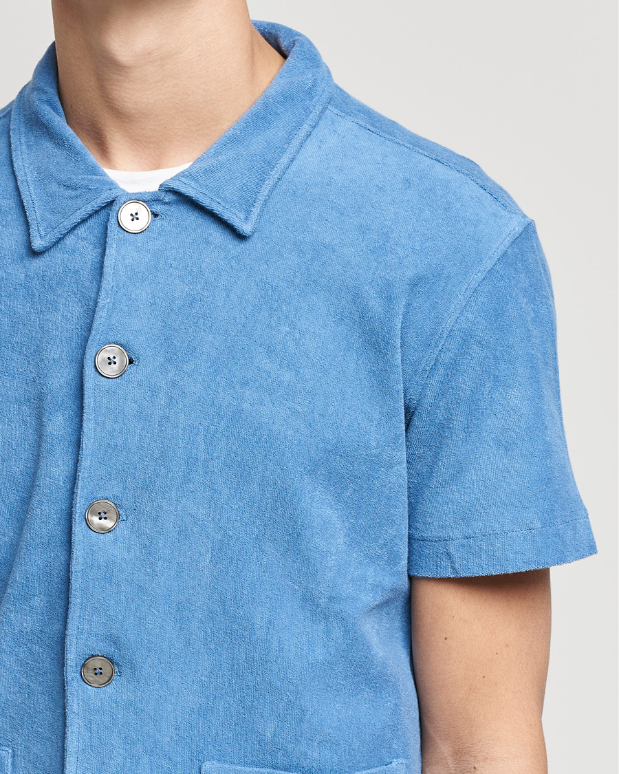 Heren | Polo's | Oscar Jacobson | Alwin Terry Short Sleeve Safari Polo Blue