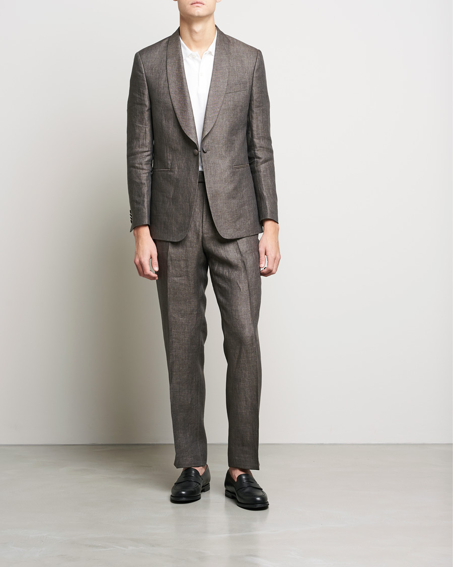 Homme | Costumes | Oscar Jacobson | Figaro Linen Tuxedo Brown