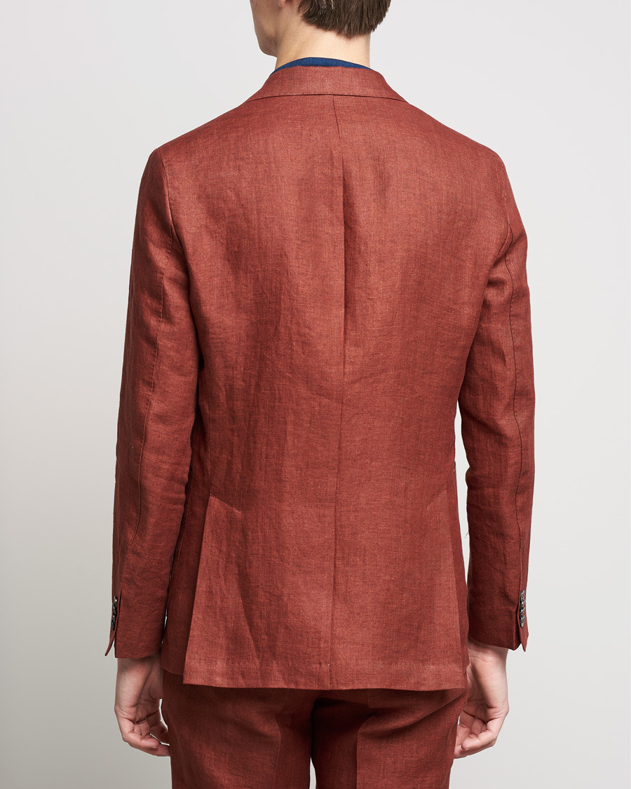 Homme | Blazers | Oscar Jacobson | Ferry Soft Patch Pocket Linen Blazer Rust