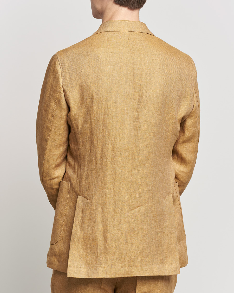 Homme | Blazers | Oscar Jacobson | Ferry Soft Patch Pocket Linen Blazer Dusky Yellow