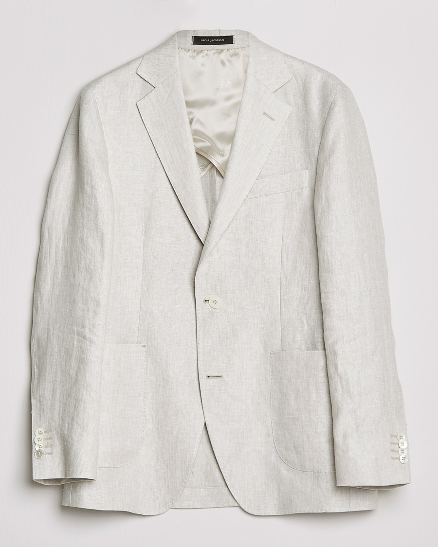 Homme | Blazers | Oscar Jacobson | Ferry Soft Patch Pocket Linen Blazer Creme