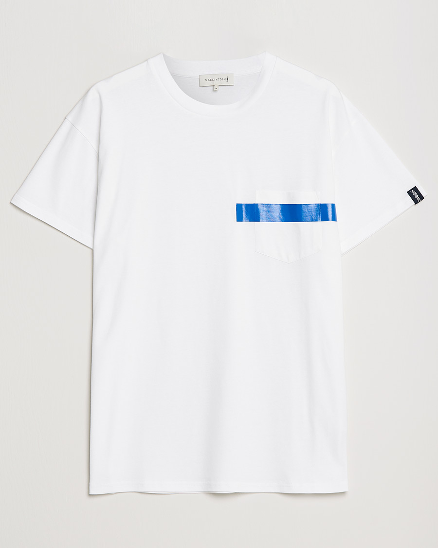 Heren | T-shirts | Mackintosh | Stripe Print Plain Tee White