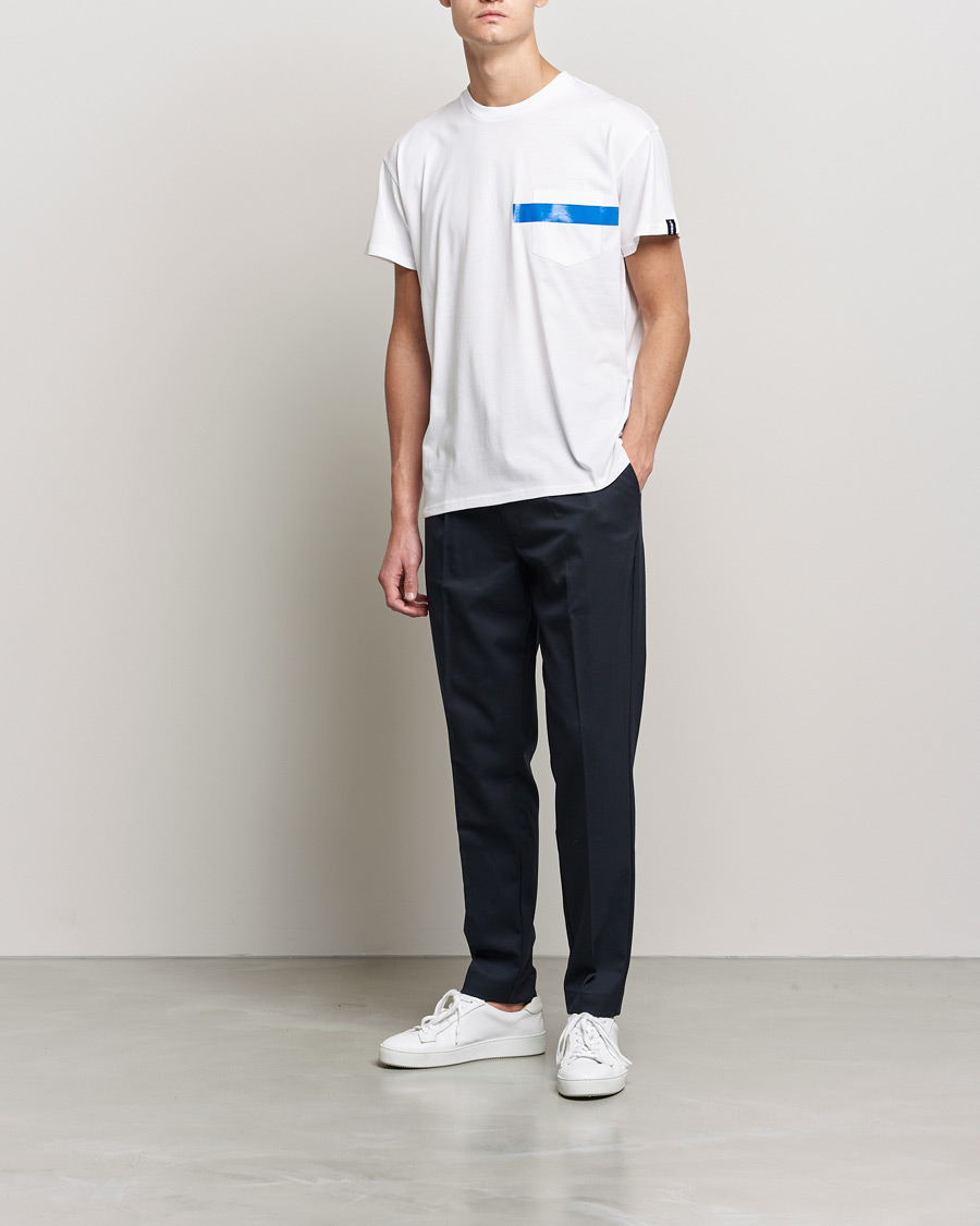 Heren | T-shirts | Mackintosh | Stripe Print Plain Tee White
