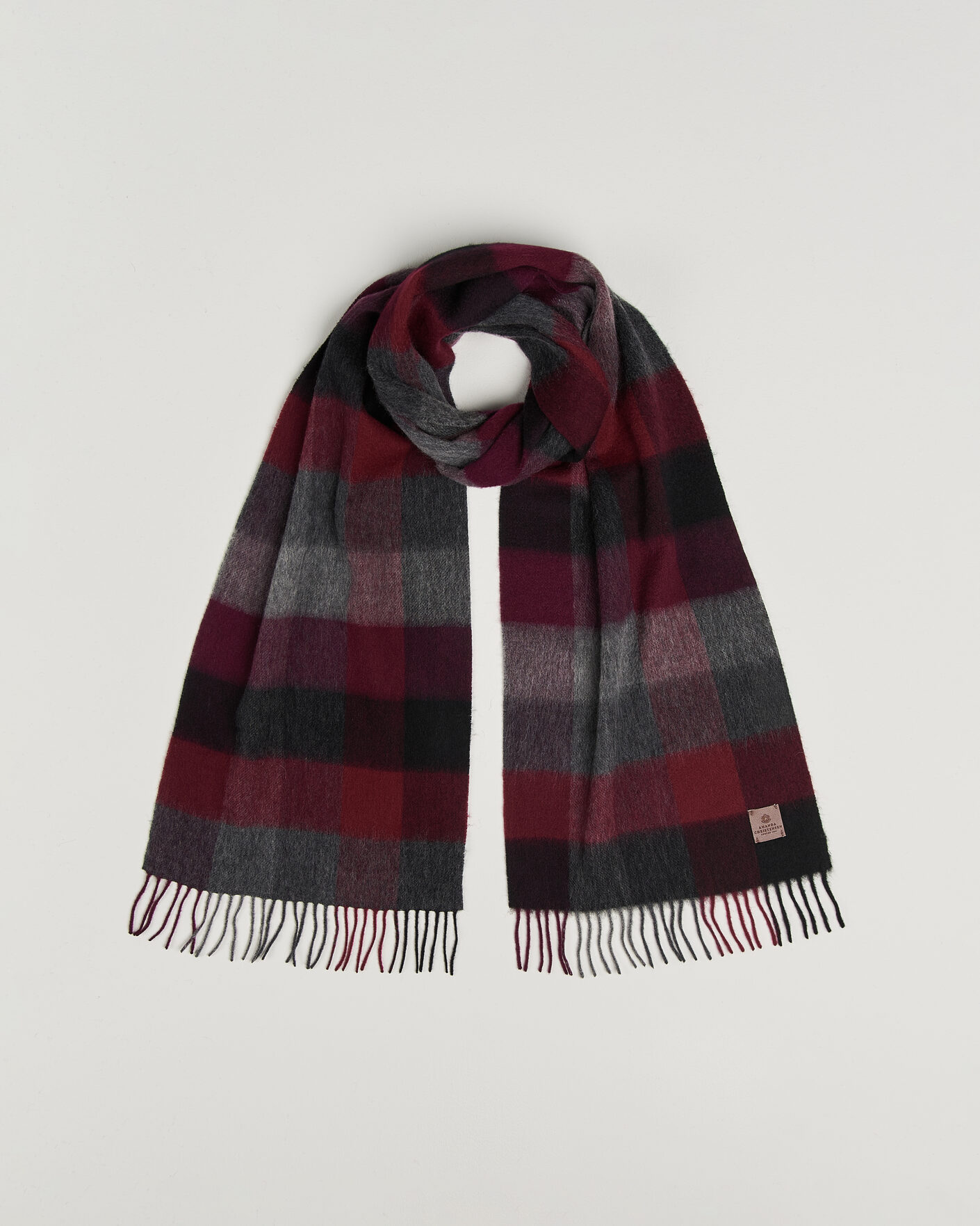 Homme | Écharpes | Amanda Christensen | Amanda ChristensenWool Block Check ScarfWine/Black