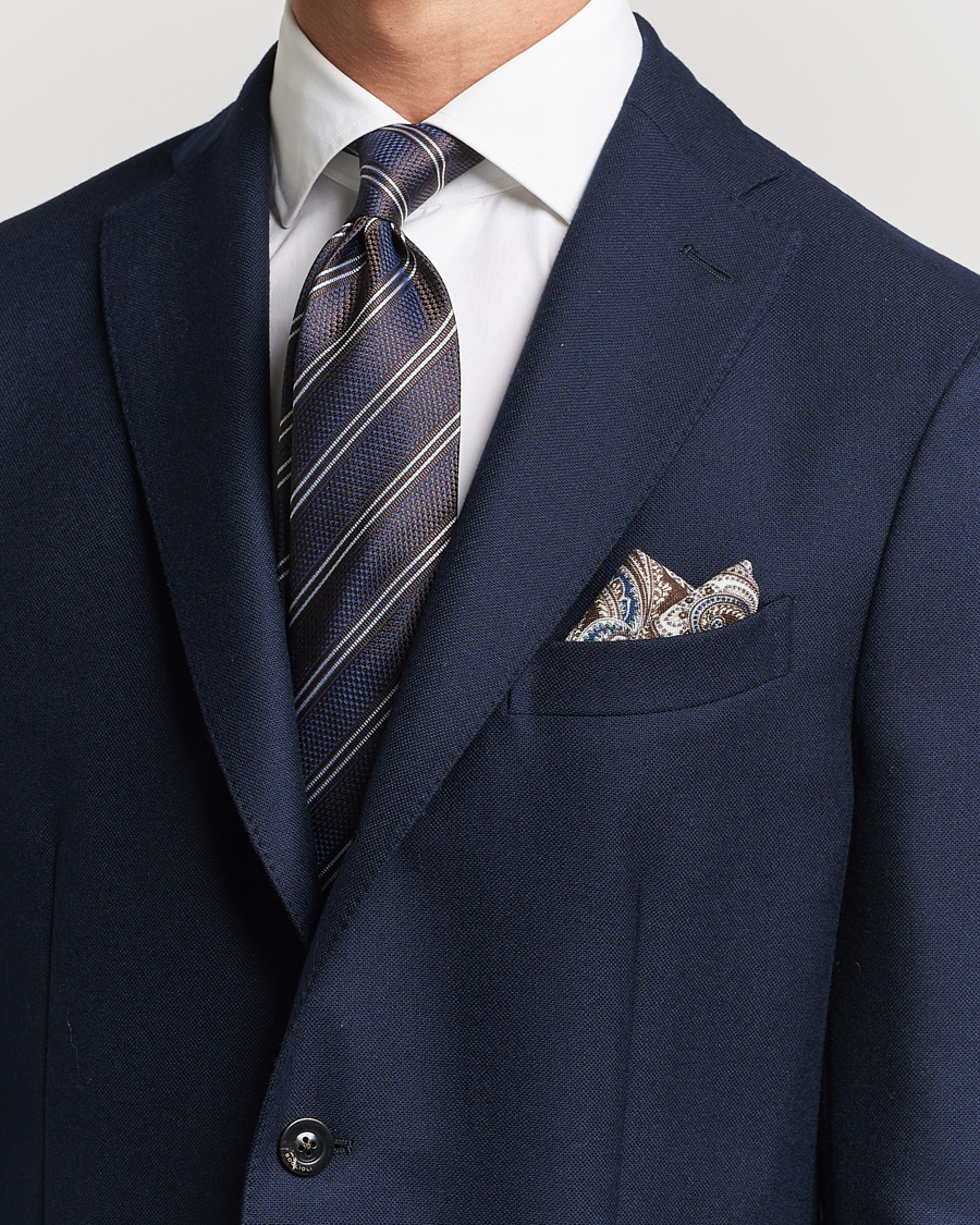 Heren | Amanda Christensen Box Set Silk Striped Tie And Wool Pocket Square Brown | Amanda Christensen | Box Set Silk Striped Tie And Wool Pocket Square Brown
