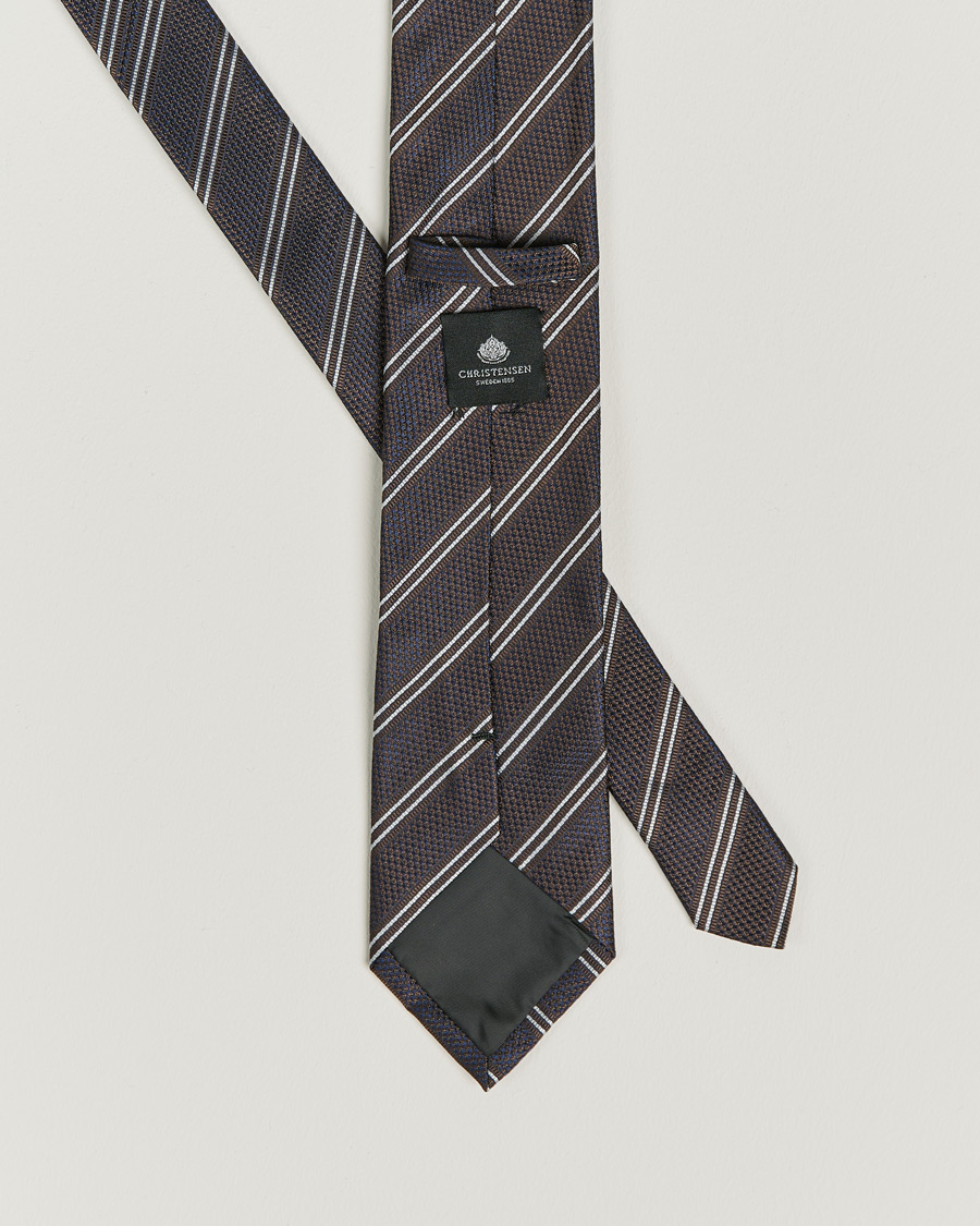 Heren | Amanda Christensen Box Set Silk Striped Tie And Wool Pocket Square Brown | Amanda Christensen | Box Set Silk Striped Tie And Wool Pocket Square Brown