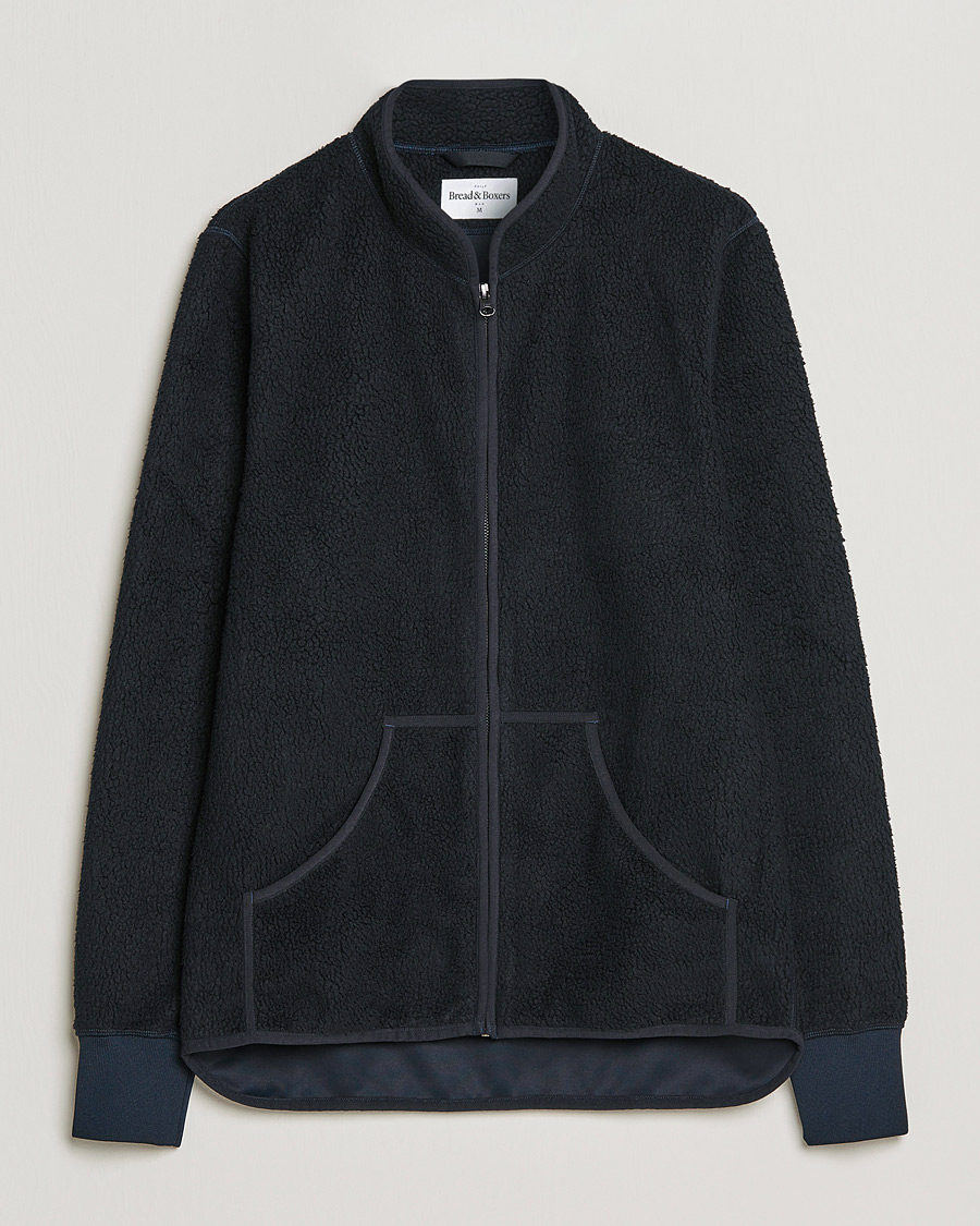 Heren | Truien | Bread & Boxers | Full Zip Fleece Jacket Navy Blue